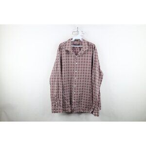 Express Mens 2XL XXL Extra Slim Geometric Tapestry Collared Button Shirt Cotton